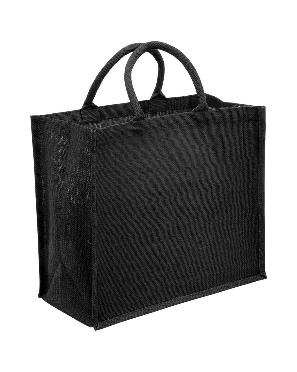 Unbranded Eco Jute Tote with wide gusset 28L Black-1