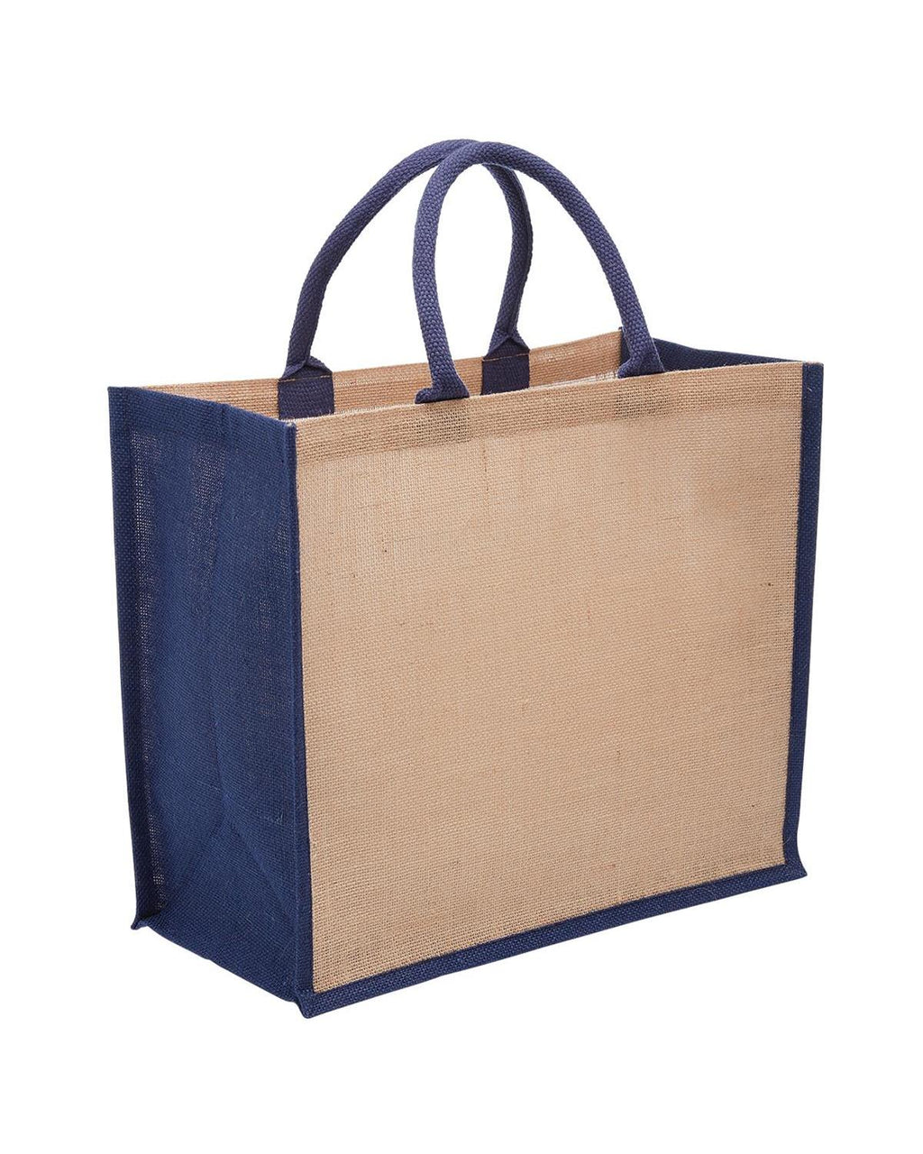 Unbranded Eco Jute Tote with wide gusset 28L Natural/Navy-1