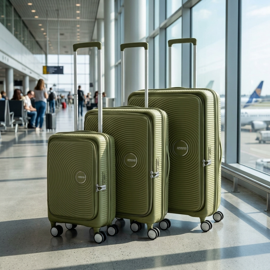 American Tourister Curio Book Opening Hardside 3-Piece Spinner Luggage Set - Khaki