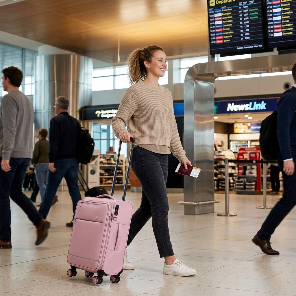 Tosca So Lite Expandable Softside Carry-On Spinner Suitcase -54cm - Pink-2