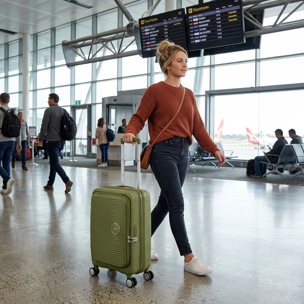 American Tourister Curio Book Opening Hardside Carry-On Spinner Suitcase - 55cm - Khaki