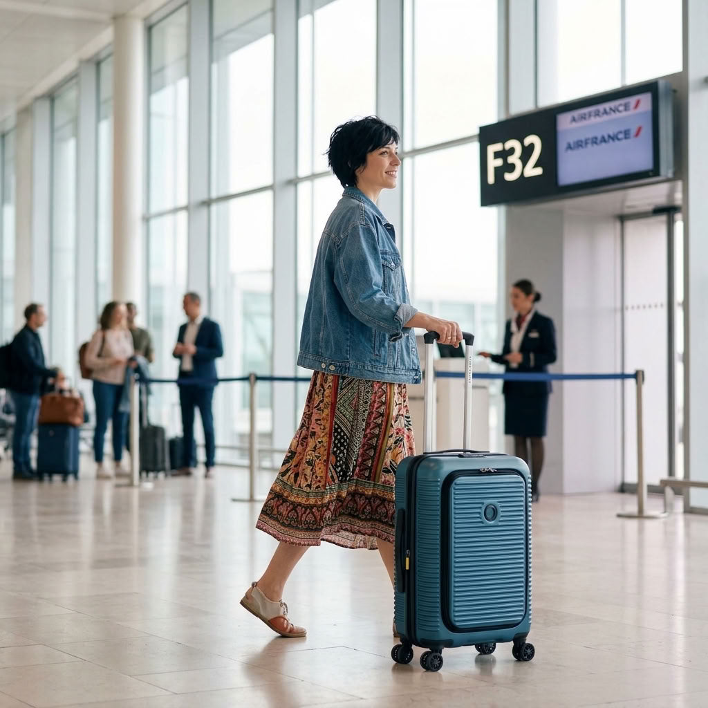 Delsey Freestyle Hardside Front Open Exp Carry-On Spinner Suitcase - 55cm - Blue-2