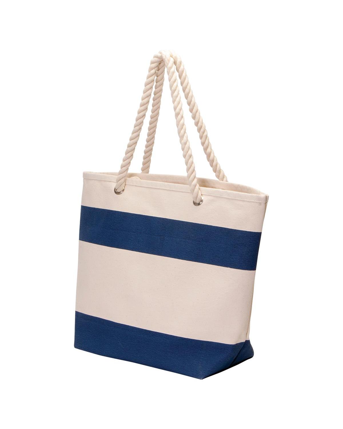 Unbranded Soho Cotton Canvas Tote 23L Natural/Navy-1