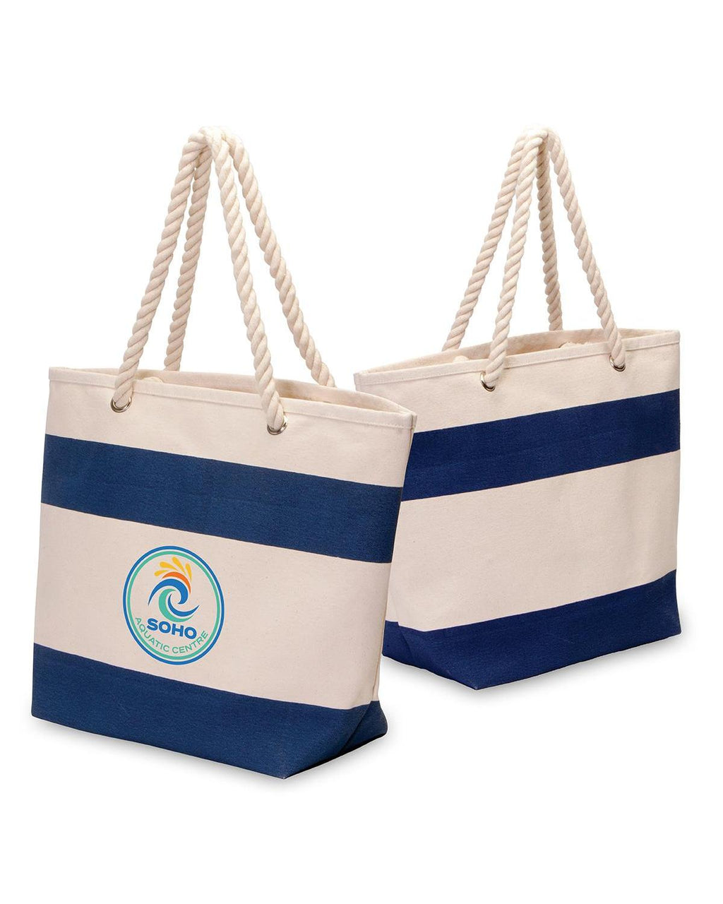 Unbranded Soho Cotton Canvas Tote 23L Natural/Navy-2