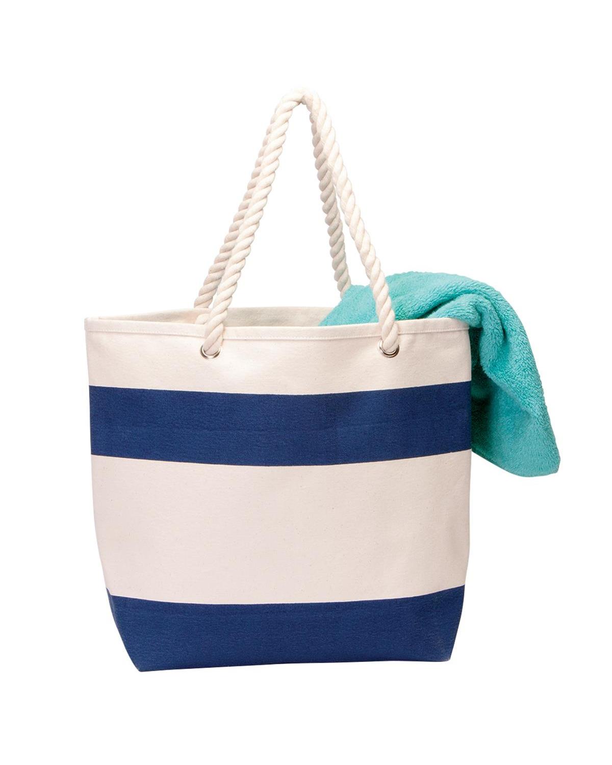 Unbranded Soho Cotton Canvas Tote 23L Natural/Navy-3