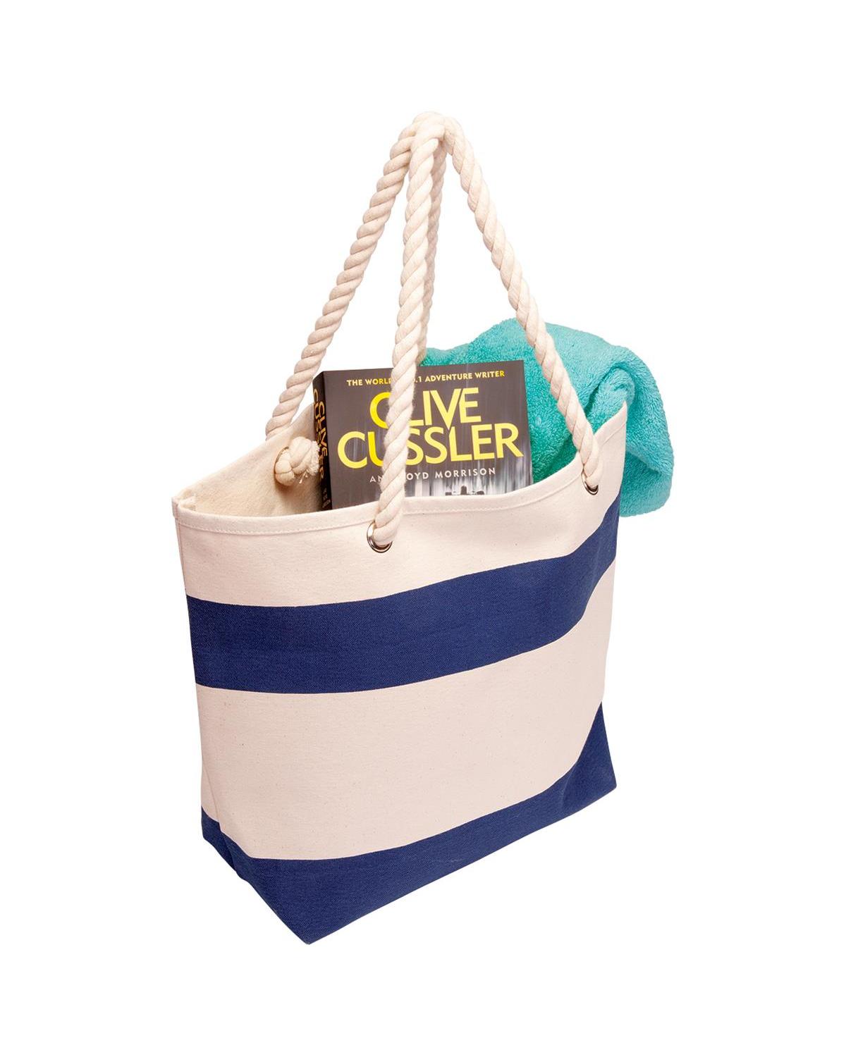 Unbranded Soho Cotton Canvas Tote 23L Natural/Navy-4