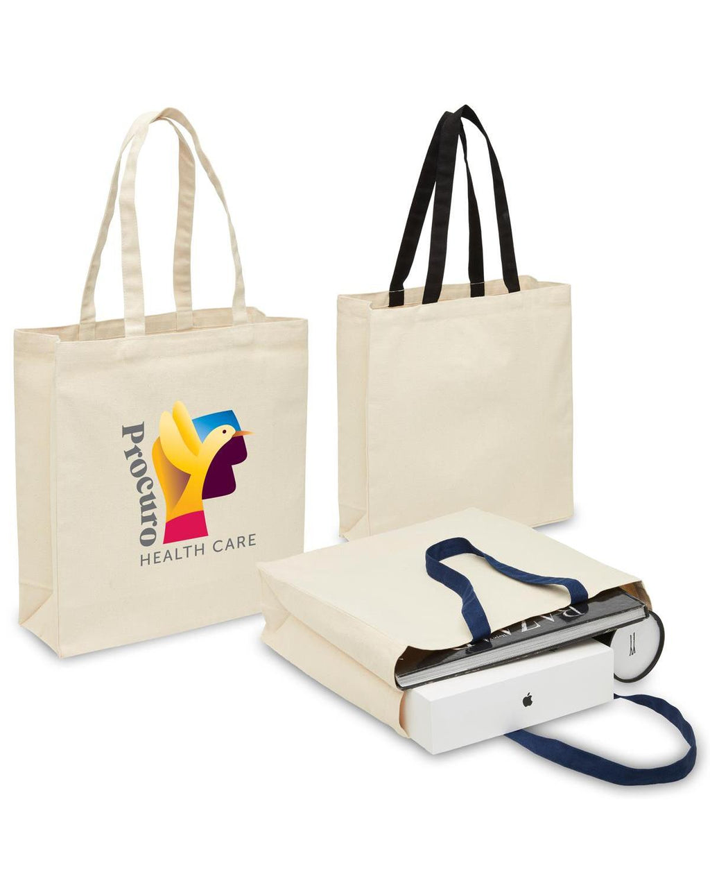 Unbranded Heavy Duty Canvas Tote with Gusset 19L Black/Natural-2