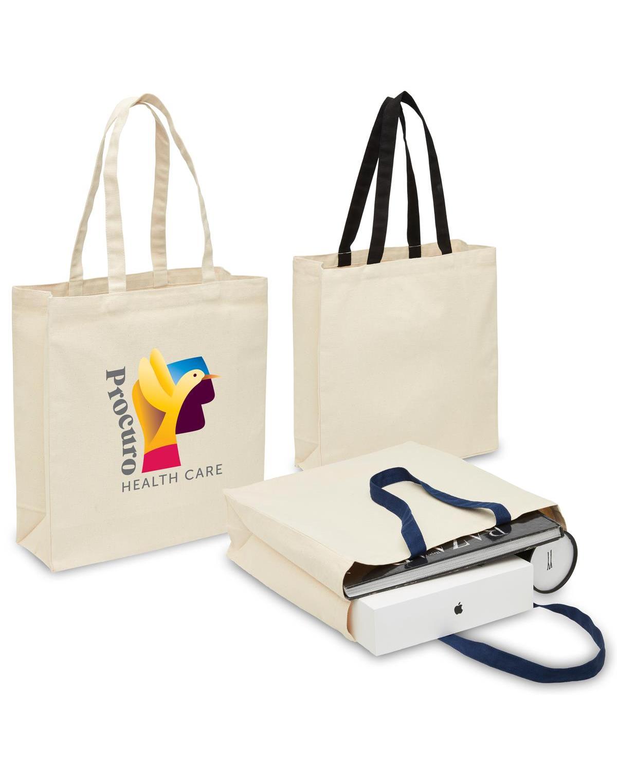 Unbranded Heavy Duty Canvas Tote with Gusset 19L Black/Natural-2