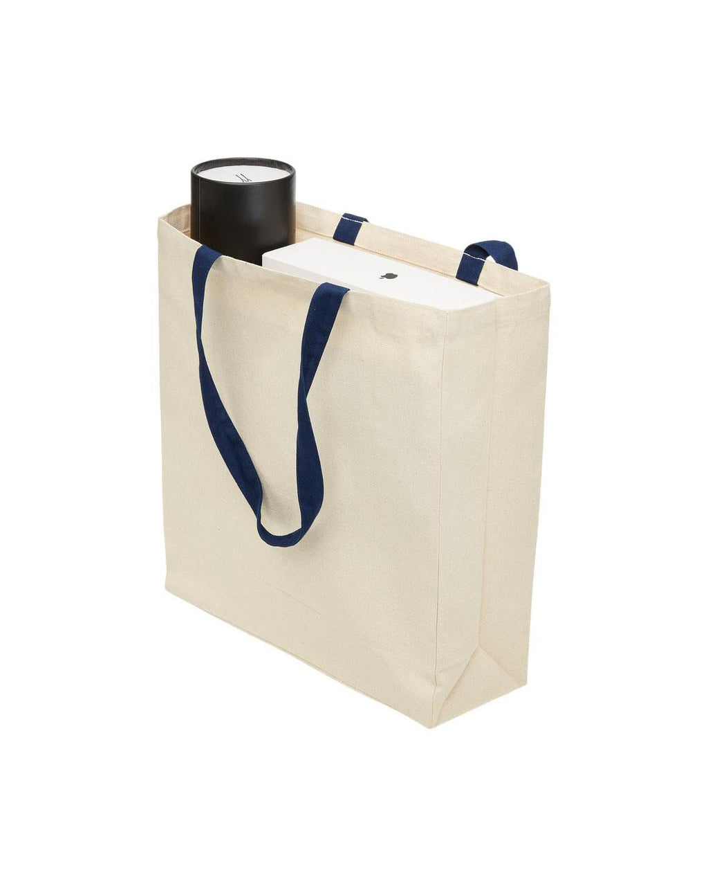 Unbranded Heavy Duty Canvas Tote with Gusset 19L Black/Natural-3