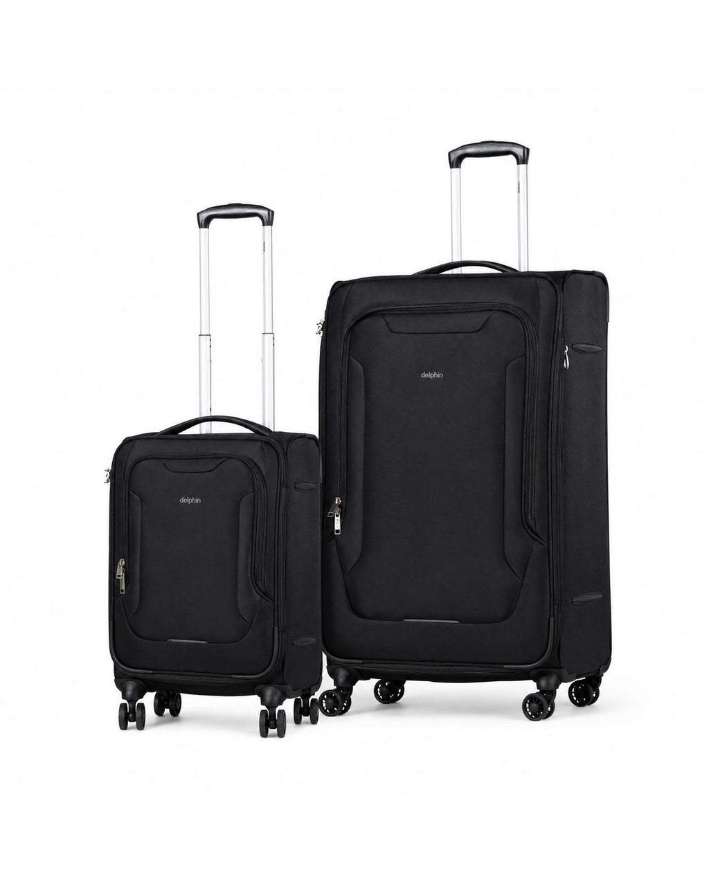 delphin caspian 2 Piece Suitcase Set Large & Carry-On 2P Black-1