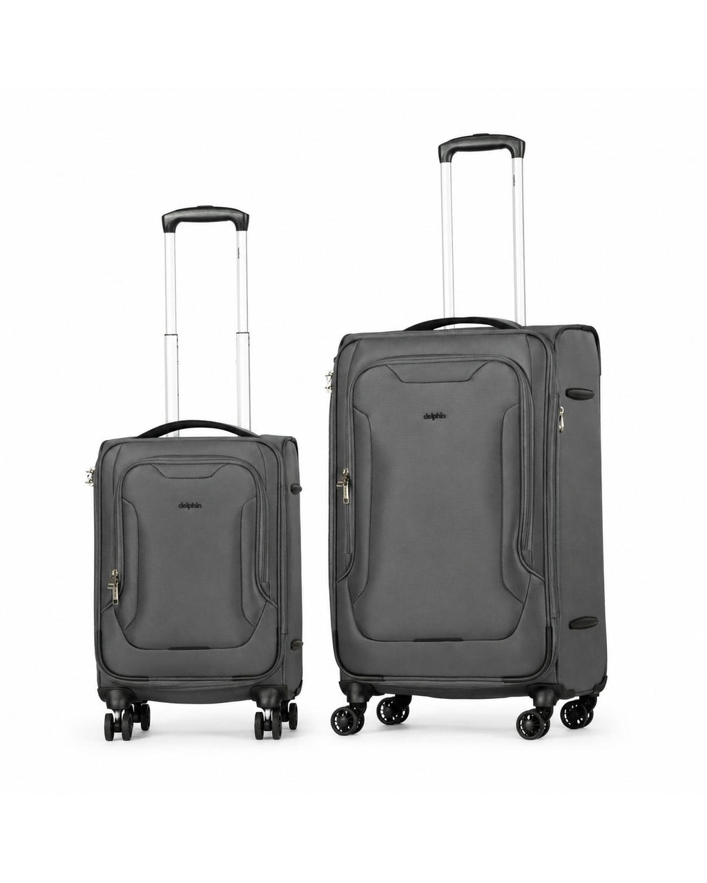 delphin caspian 2 Piece Suitcase Set Large & Carry-On Grey-1