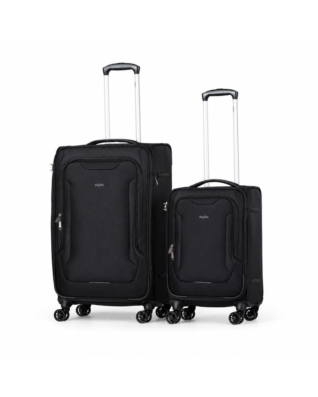 delphin caspian 2 Piece Suitcase Set Medium & Carry-On Black-1