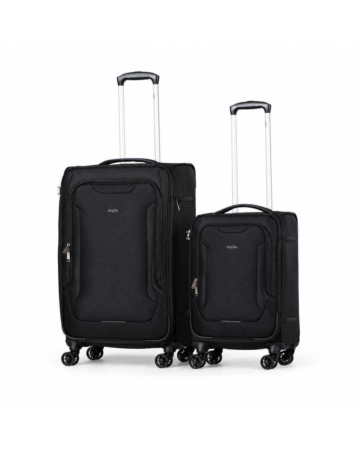 delphin caspian 2 Piece Suitcase Set Medium & Carry-On Black-1