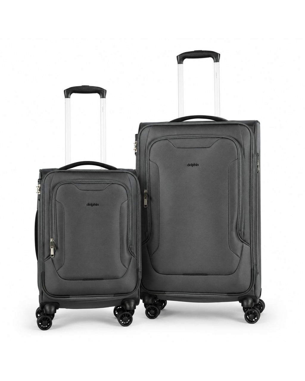 delphin caspian 2 Piece Suitcase Set Medium & Carry-On Grey-1