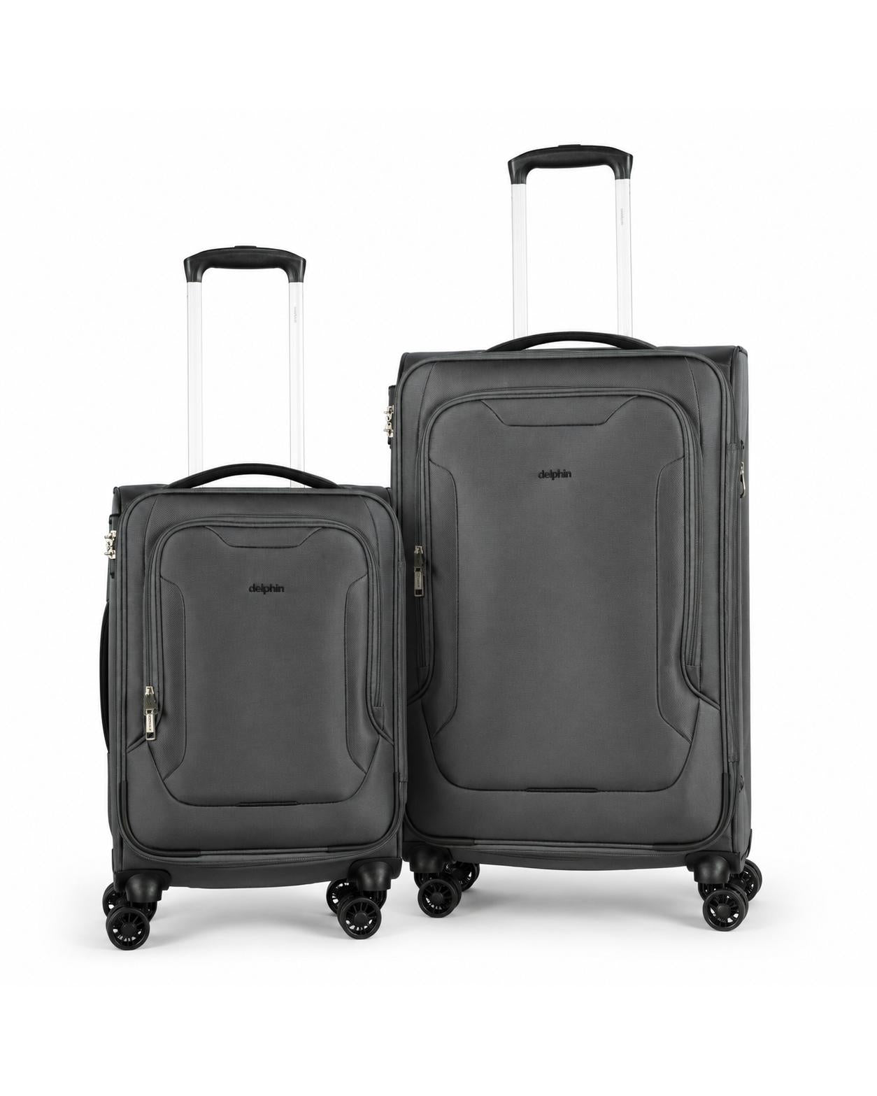 delphin caspian 2 Piece Suitcase Set Medium & Carry-On Grey-1