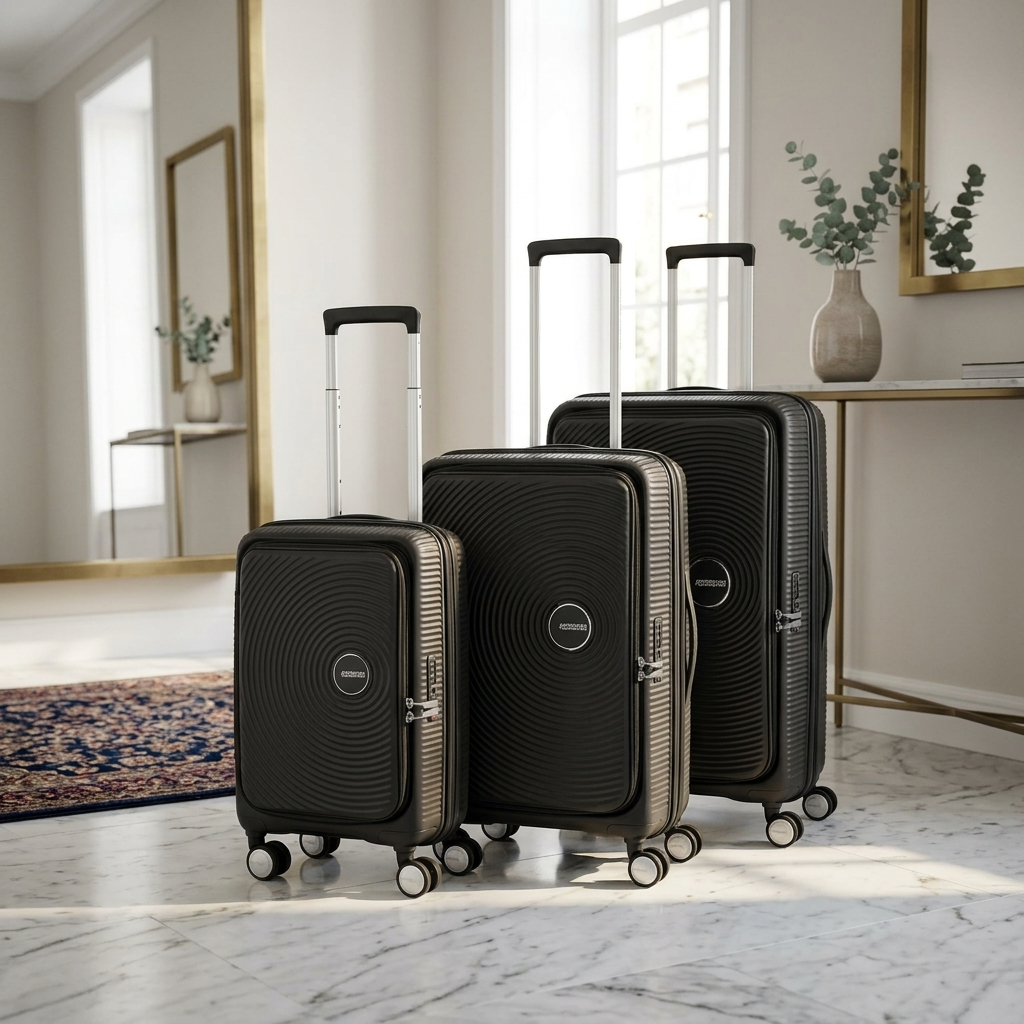 American Tourister Curio Book Opening Hardside 3-Piece Spinner Luggage Set - Black
