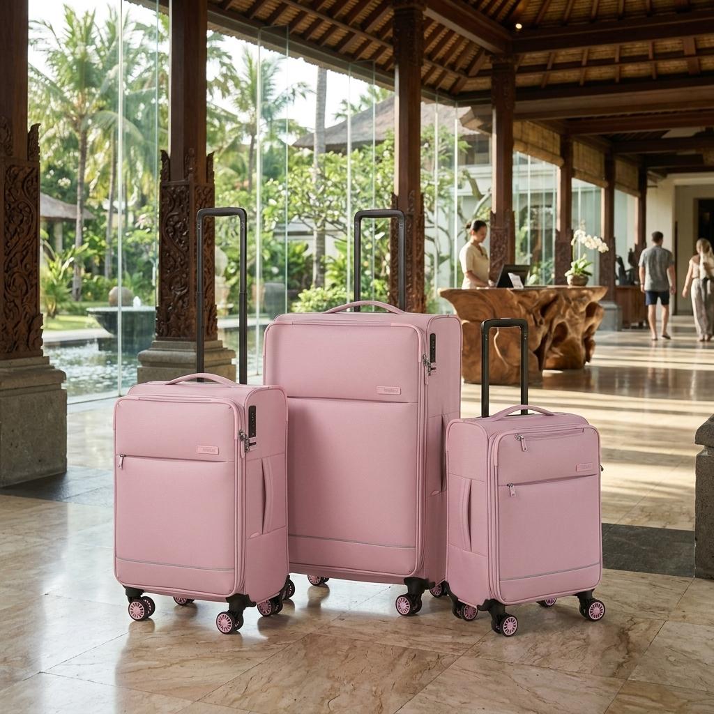 Tosca So Lite Softside Spinner Luggage Set - Pink-2