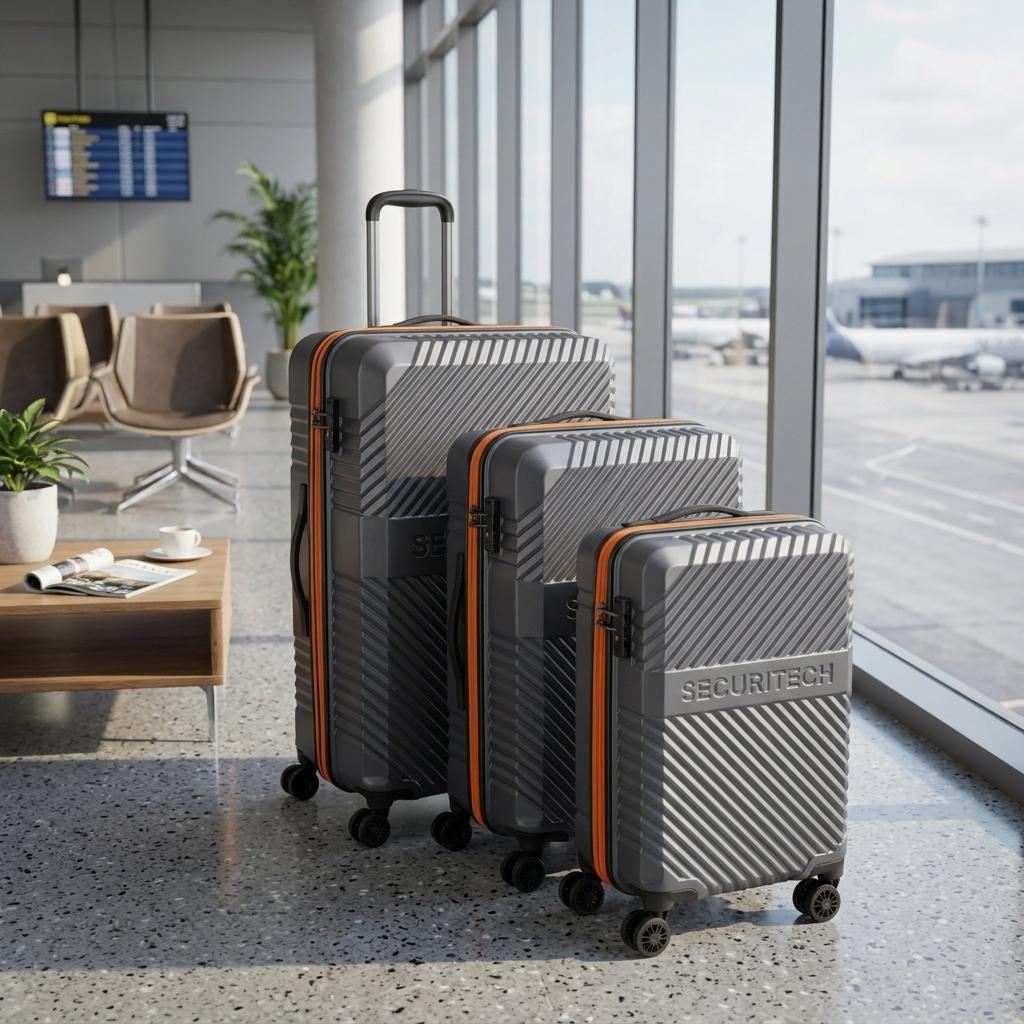 Delsey Paris Securitech Patrol Hardside Suitcase Set - 3-Piece - Grey-2