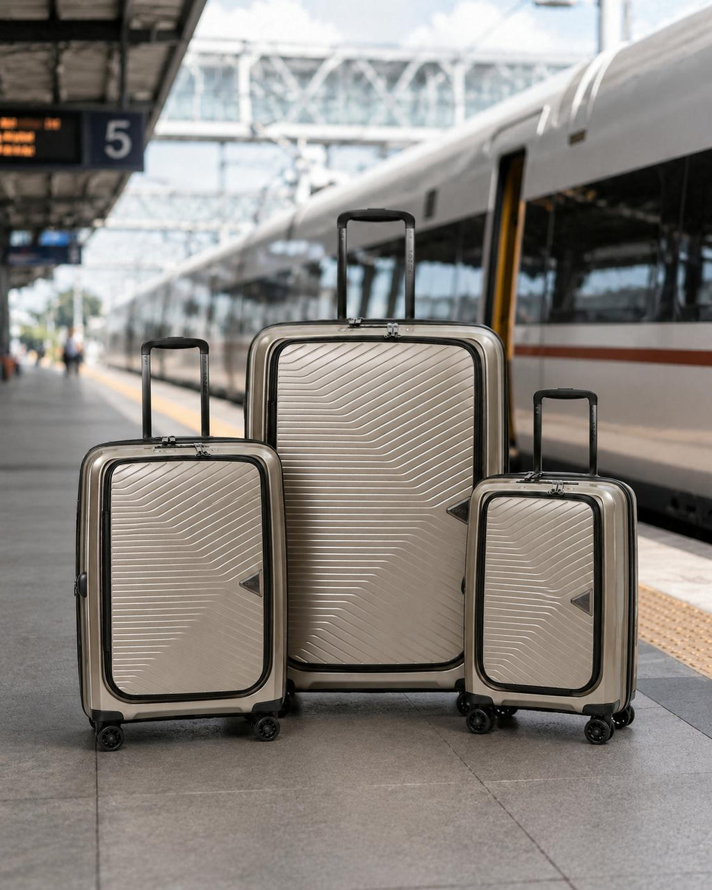 Tosca Space-X Expandable Hardside 3 Piece Suitcase Set- Champagne-2