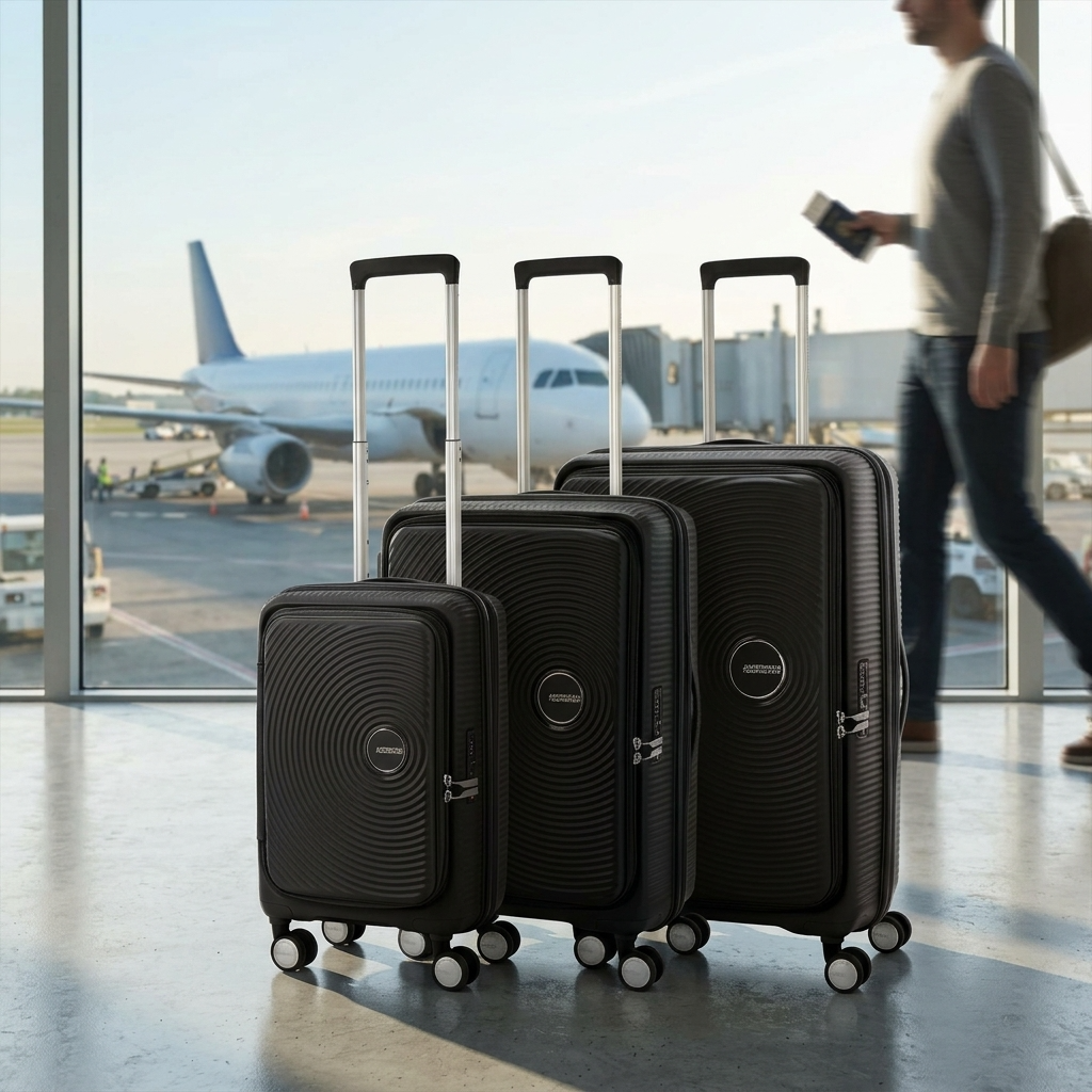 American Tourister Curio Book Opening Hardside 3-Piece Spinner Luggage Set - Black