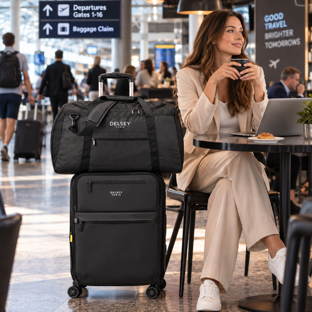 Delsey Nomade Cabin 55cm Foldable Duffle Bag 48L - Black-2