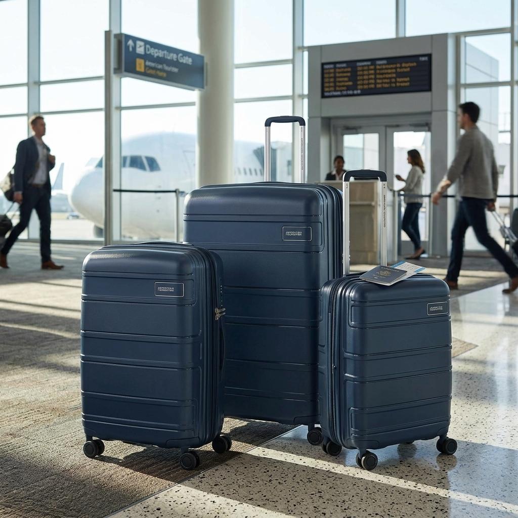 American Tourister Light Max Hardside 3-Piece Spinner Luggage Set - Navy