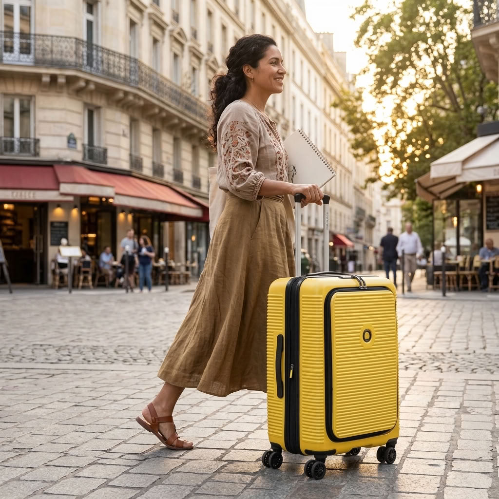 Delsey Freestyle Hardside Front Open Exp Medium Spinner Suitcase - 67cm - Yellow-6