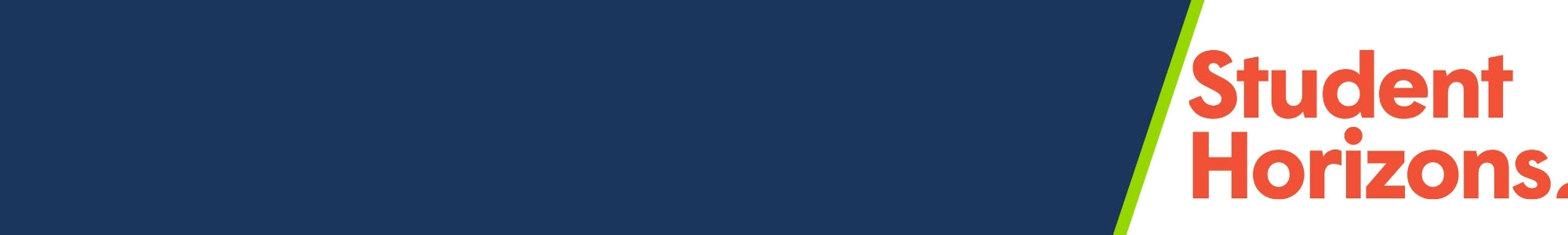 Dark blue banner with a bright green diagonal stripe and "Student Horizons" in bold orange text.