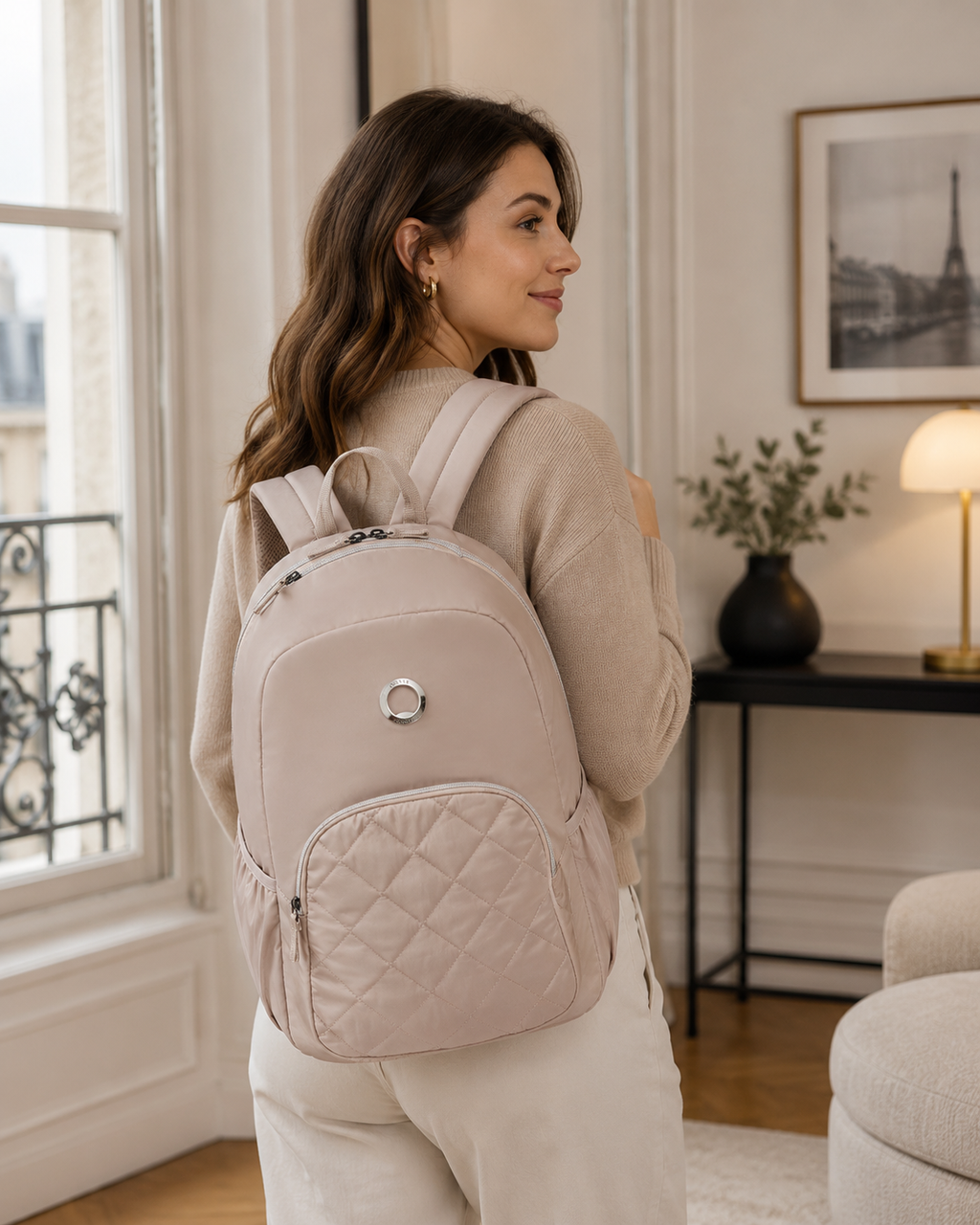 Delsey Karen 15.6" Laptop Backpack - Beige-2