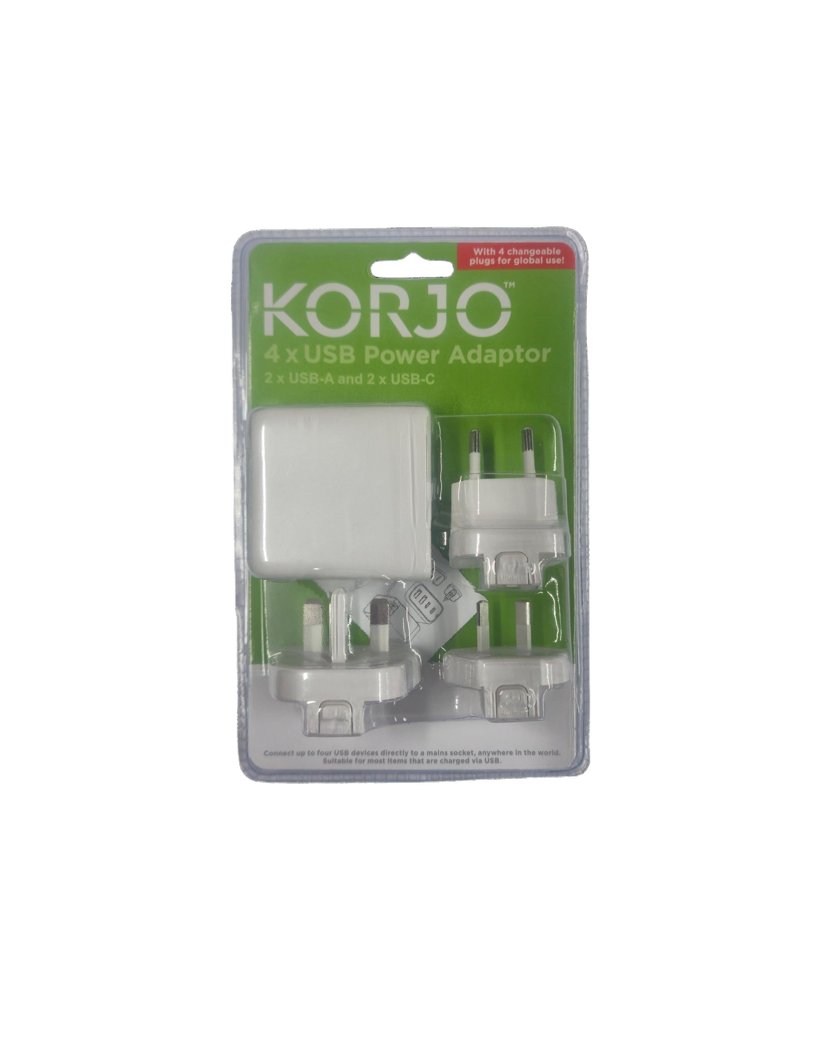 Korjo 4-Port USB Universal Travel Adaptor - Aus to Worldwide - White Image 1