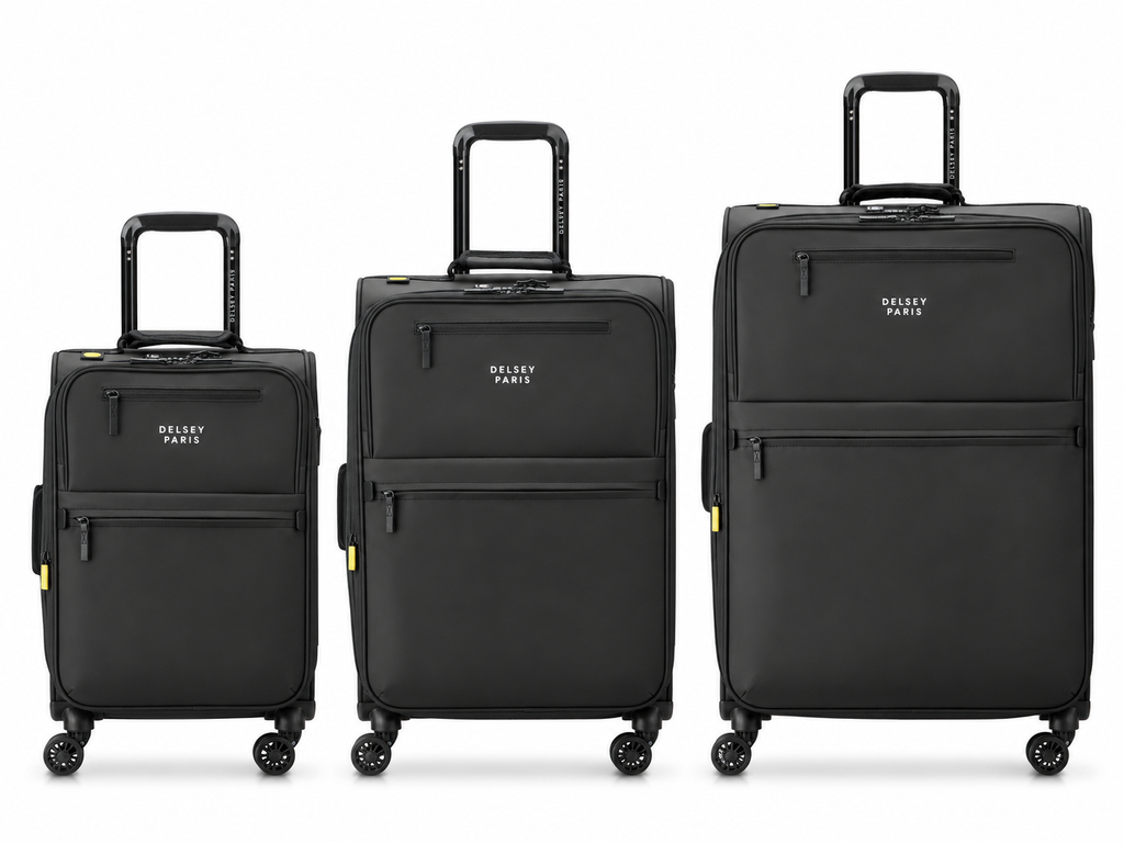 Delsey Maubert 2.0 black 3-piece softside luggage set