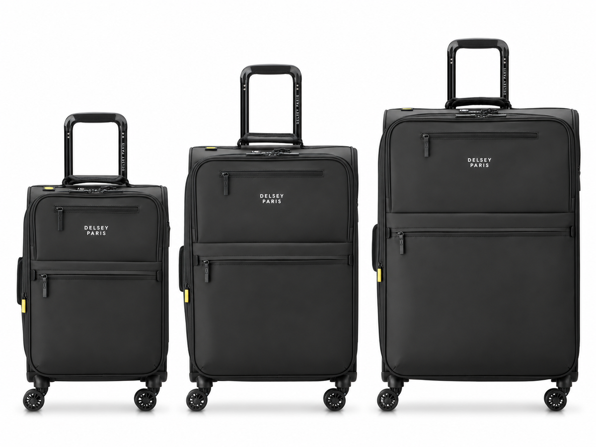 Delsey Maubert 2.0 black 3-piece softside luggage set