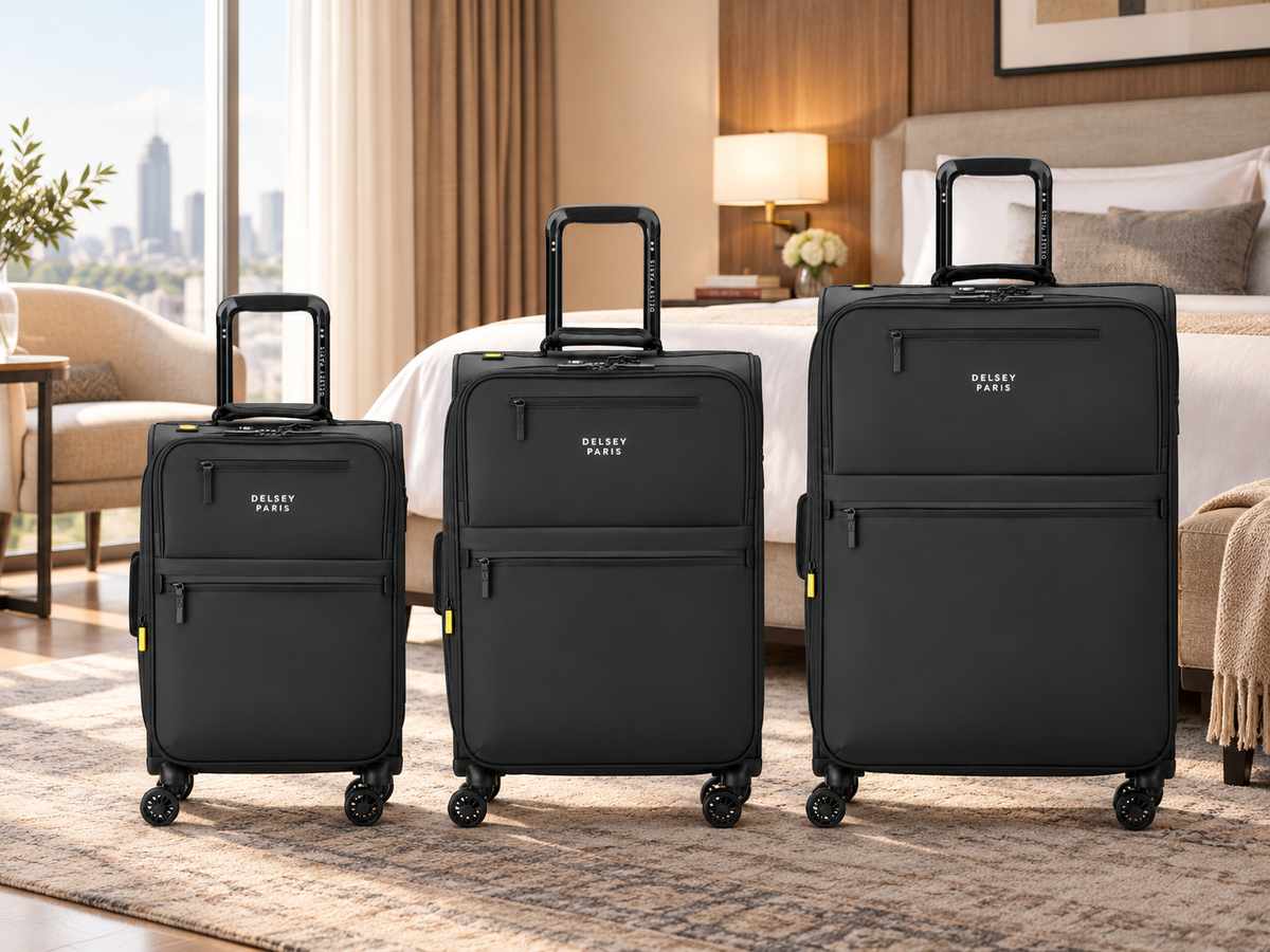 Delsey Maubert 2.0 Expandable Softside 3-Piece Spinner Luggage Set - Black