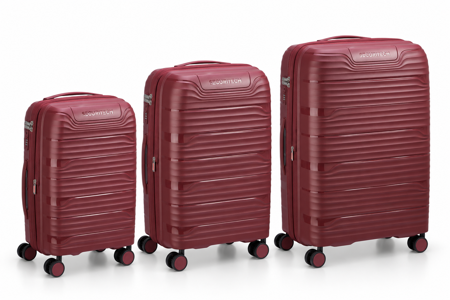 Delsey Securitech Dune 3 Piece set Burgundy