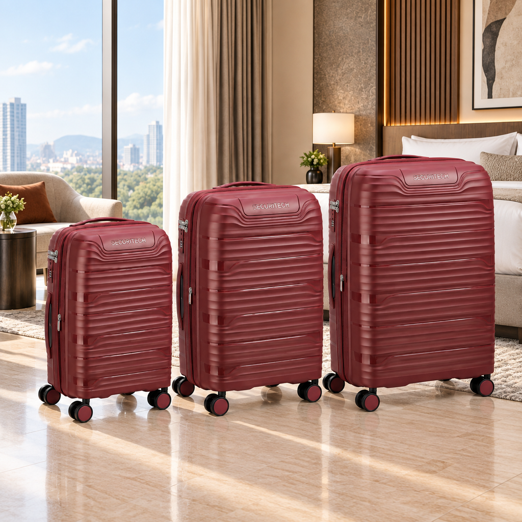 Delsey Paris Securitech Dune Hardside Suitcase Set - 3-Piece - Burgundy-2