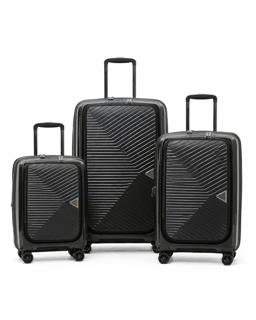 Tosca Space-X Expandable Hardside 3 Piece Suitcase Set- Black-1