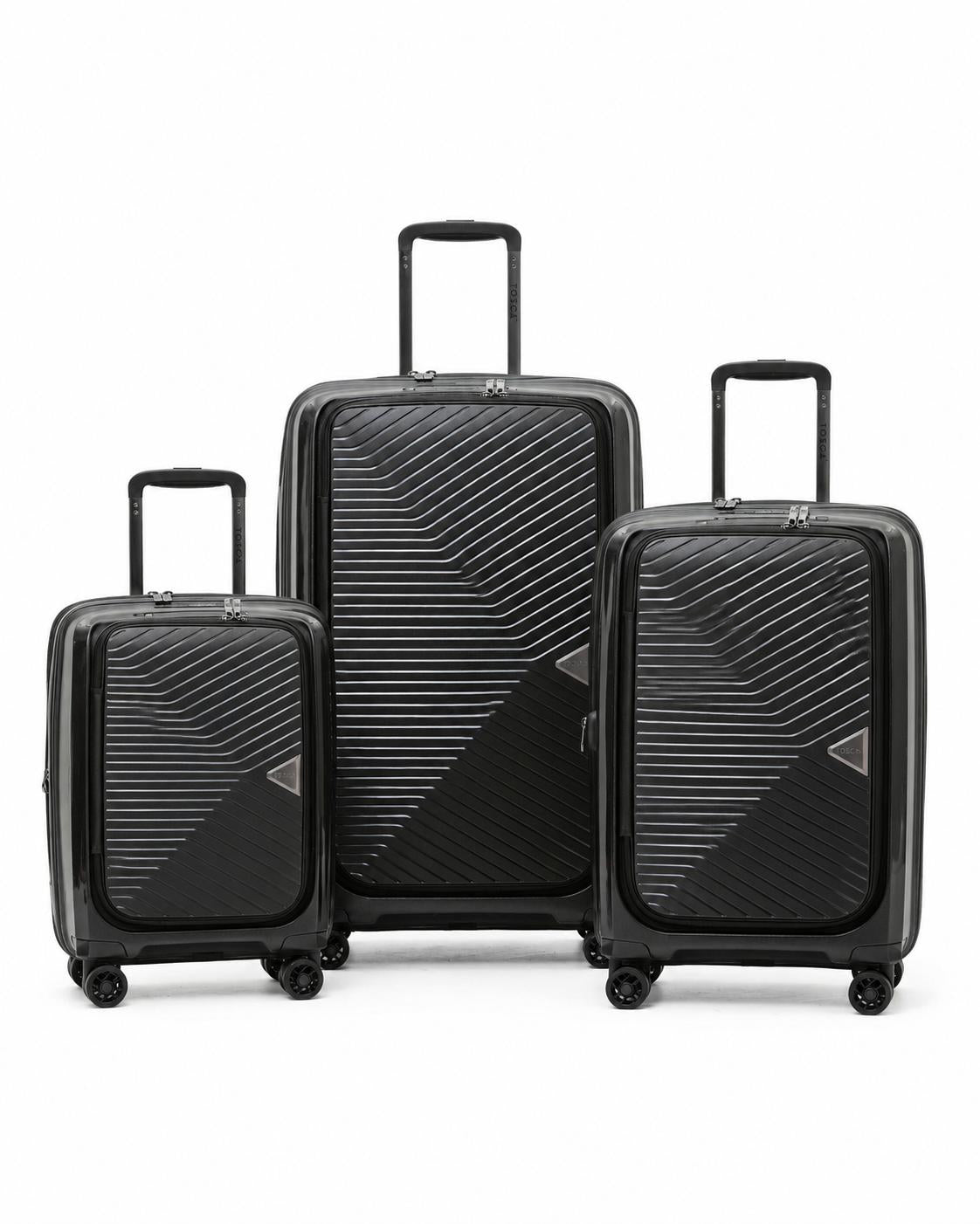 Tosca Space-X Expandable Hardside 3 Piece Suitcase Set- Black-1