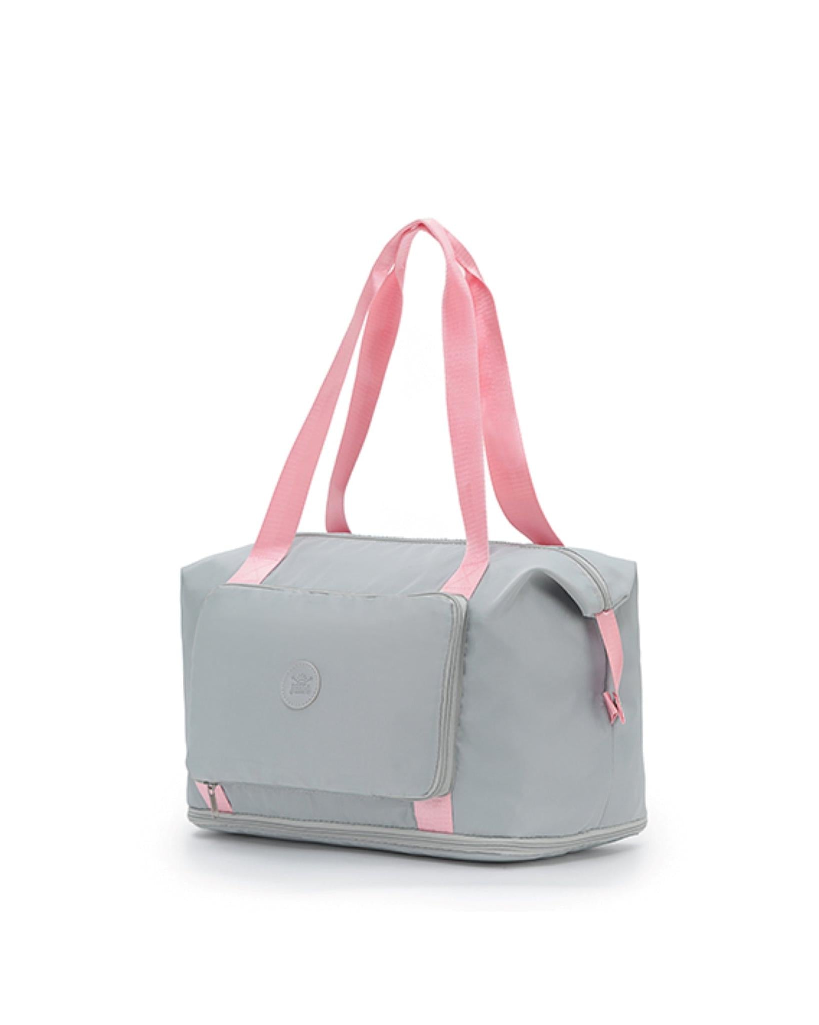 Tosca Foldable & Expandable Travel Tote - Grey/Pink