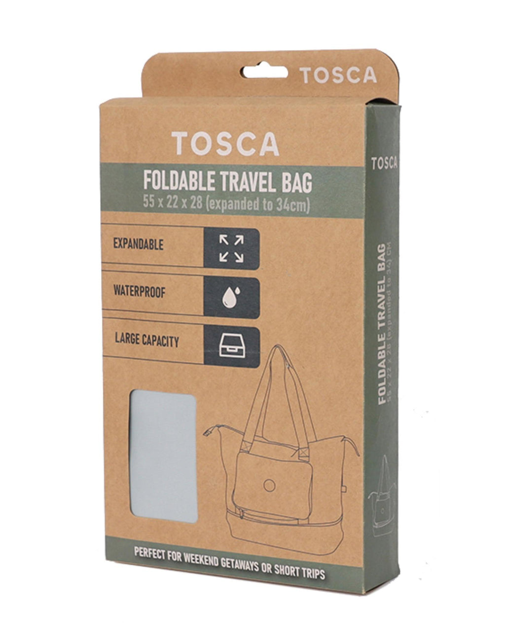 Tosca Foldable & Expandable Travel Tote - Grey/Pink