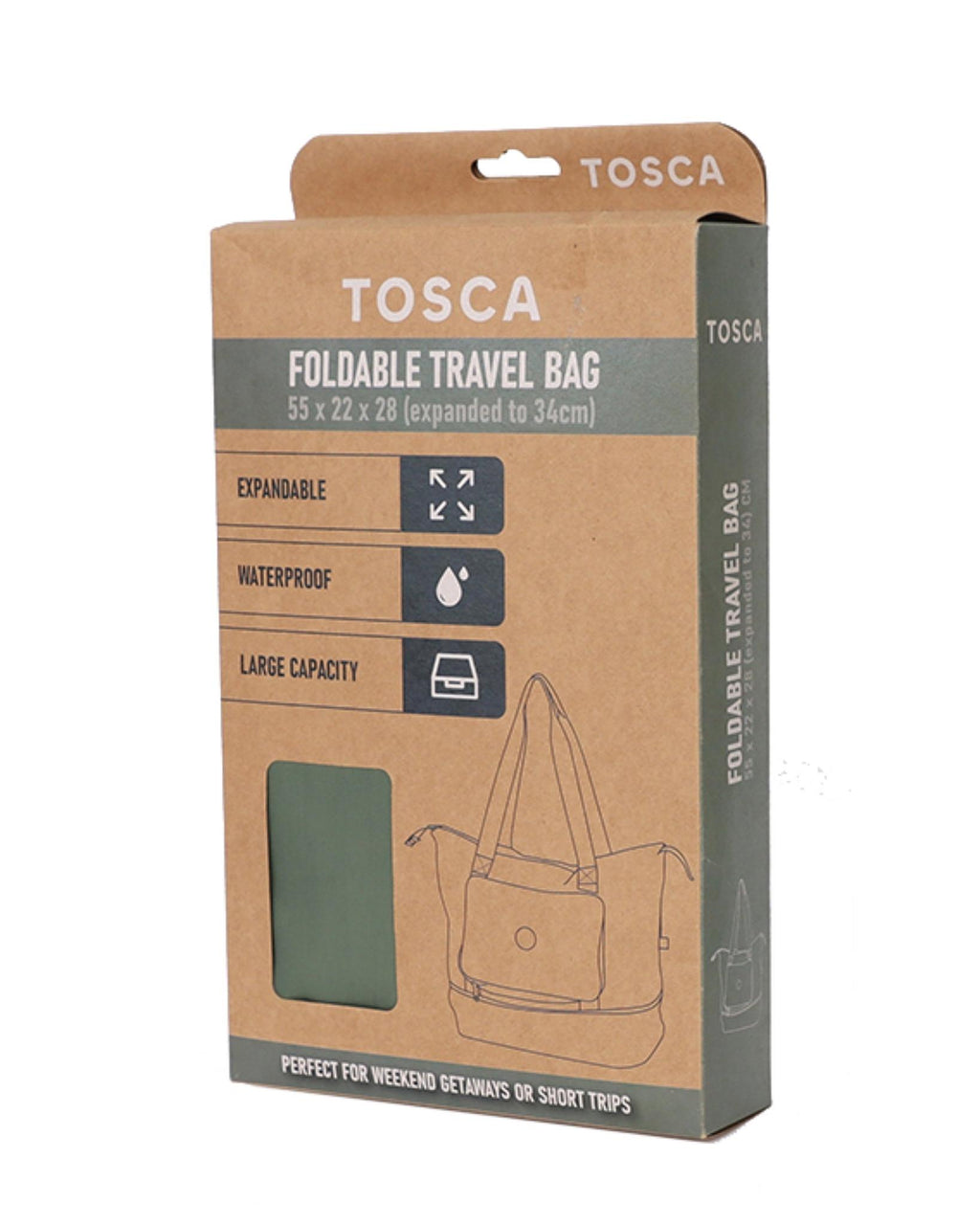 Tosca Foldable & Expandable Travel Tote - Khaki