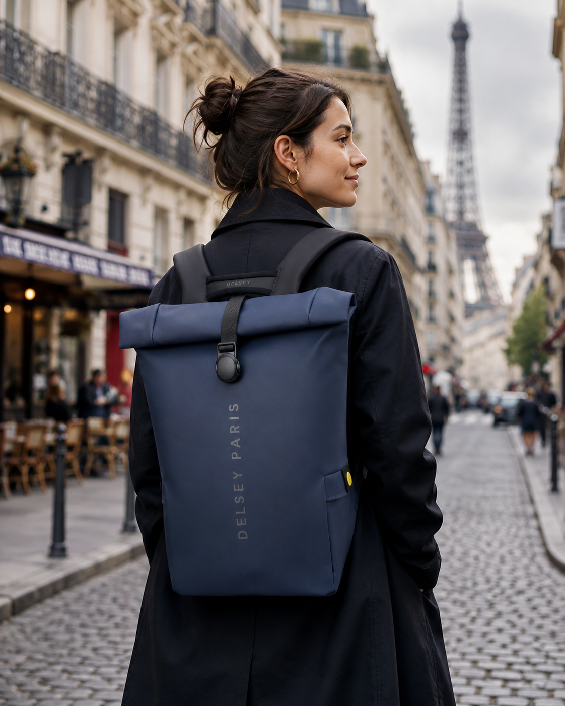 Delsey Turenne Soft Rolltop 15" Laptop RFID Backpack - Night Blue-2