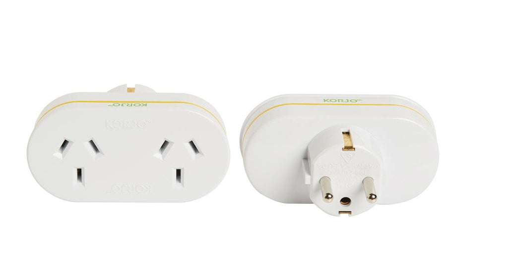 Korjo Double Travel Adaptor Plug - Aus to Europe