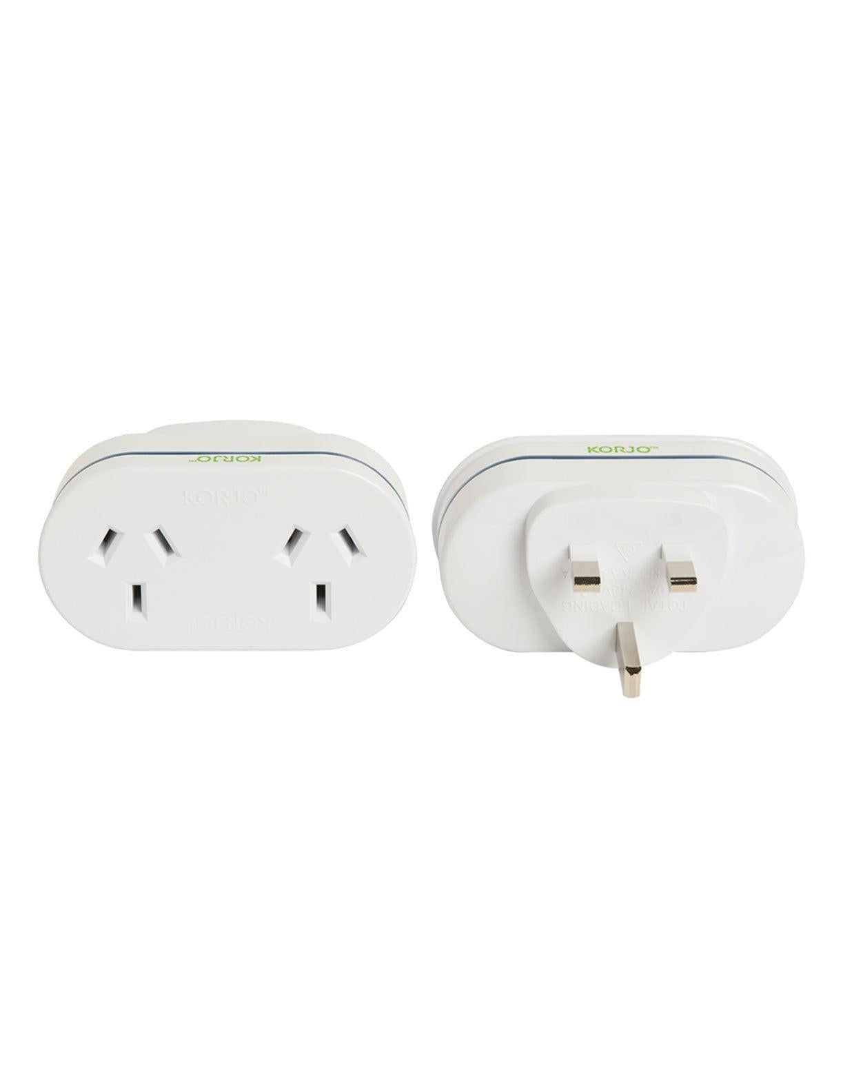 Korjo Double Travel Adaptor Plug - Aus to UK Image 1