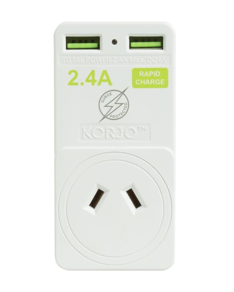 Korjo Travel Adaptor Plug with 2 x USB - Aus to Italy / Switzerland Image 2
