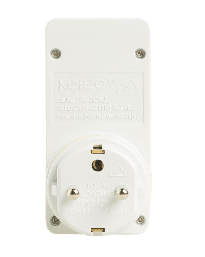 Korjo Travel Adaptor Plug with 2 x USB - Aus to Europe Image 5