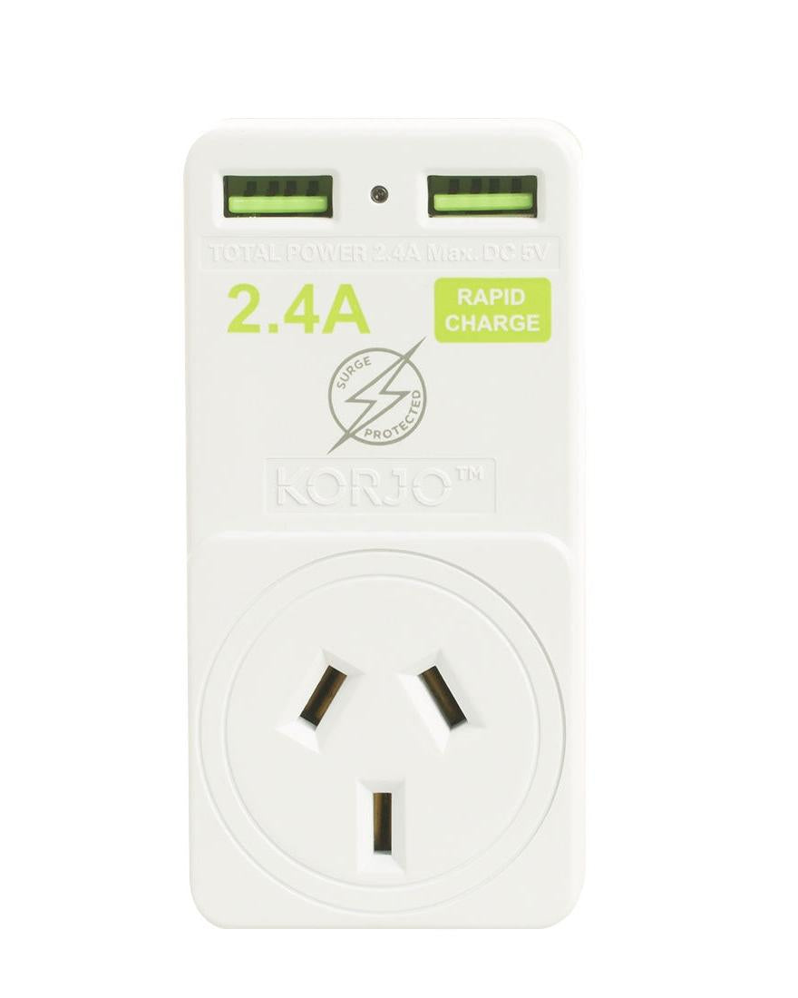 Korjo Travel Adaptor Plug with 2 x USB - Aus to Europe Image 2
