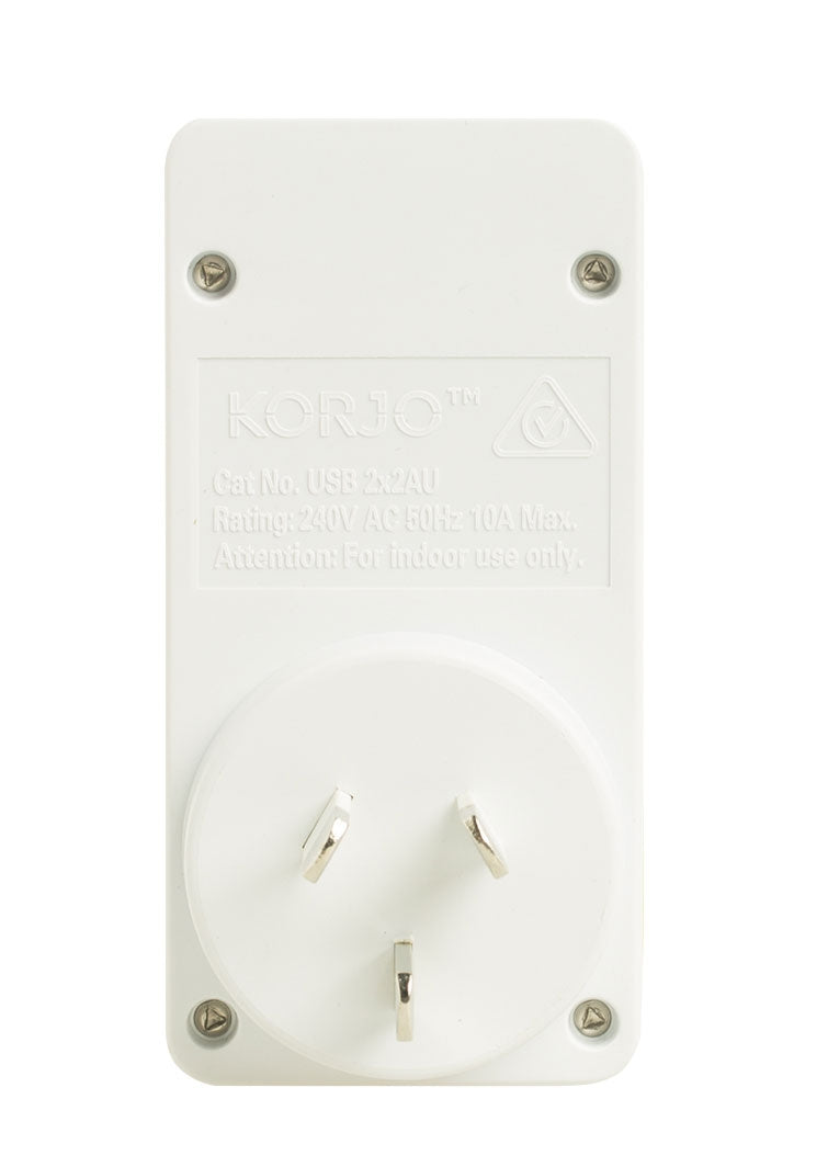 Korjo Travel Adaptor Plug with 2 x USB - Aus to Europe