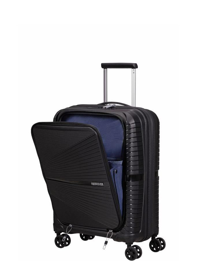 American Tourister Airconic Lightweight Hardside Front Opening Carry-On Spinner Suitcase - 55cm - Onyx Black Front Image 1