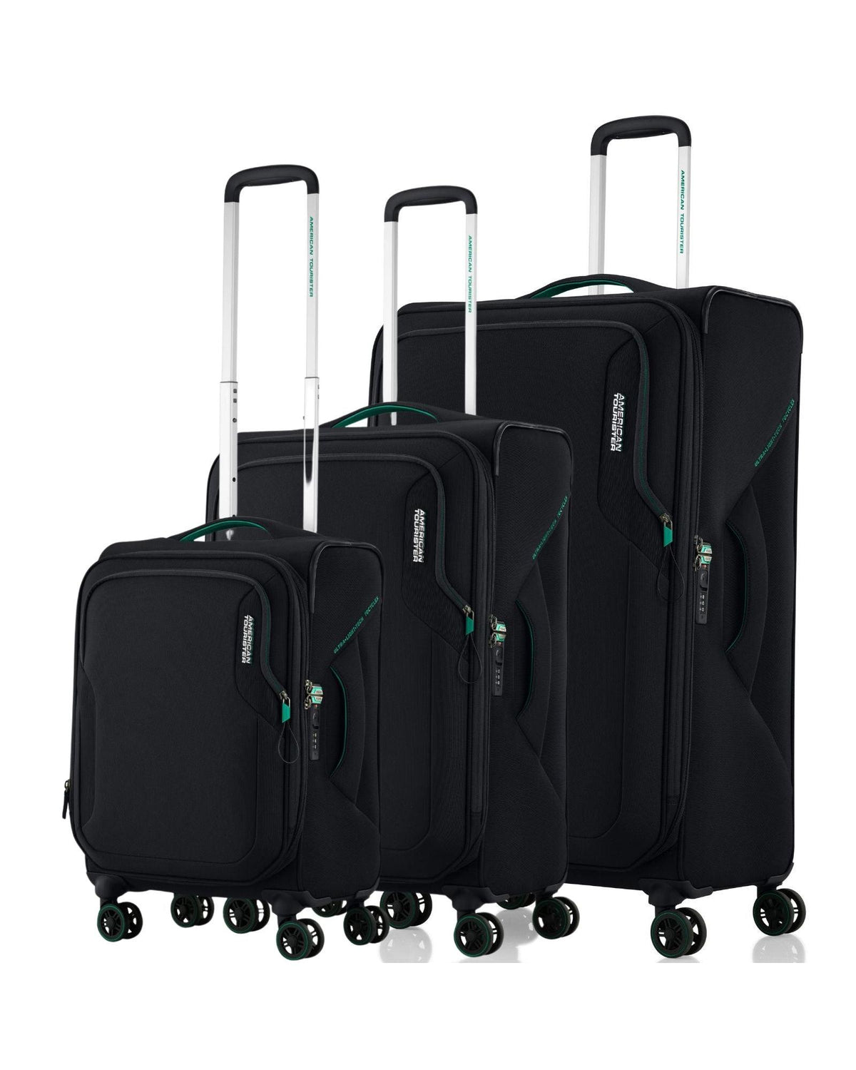Applite 5 3-Piece Set Black | Soft Suitcase | Luggage Direct – Luggage ...