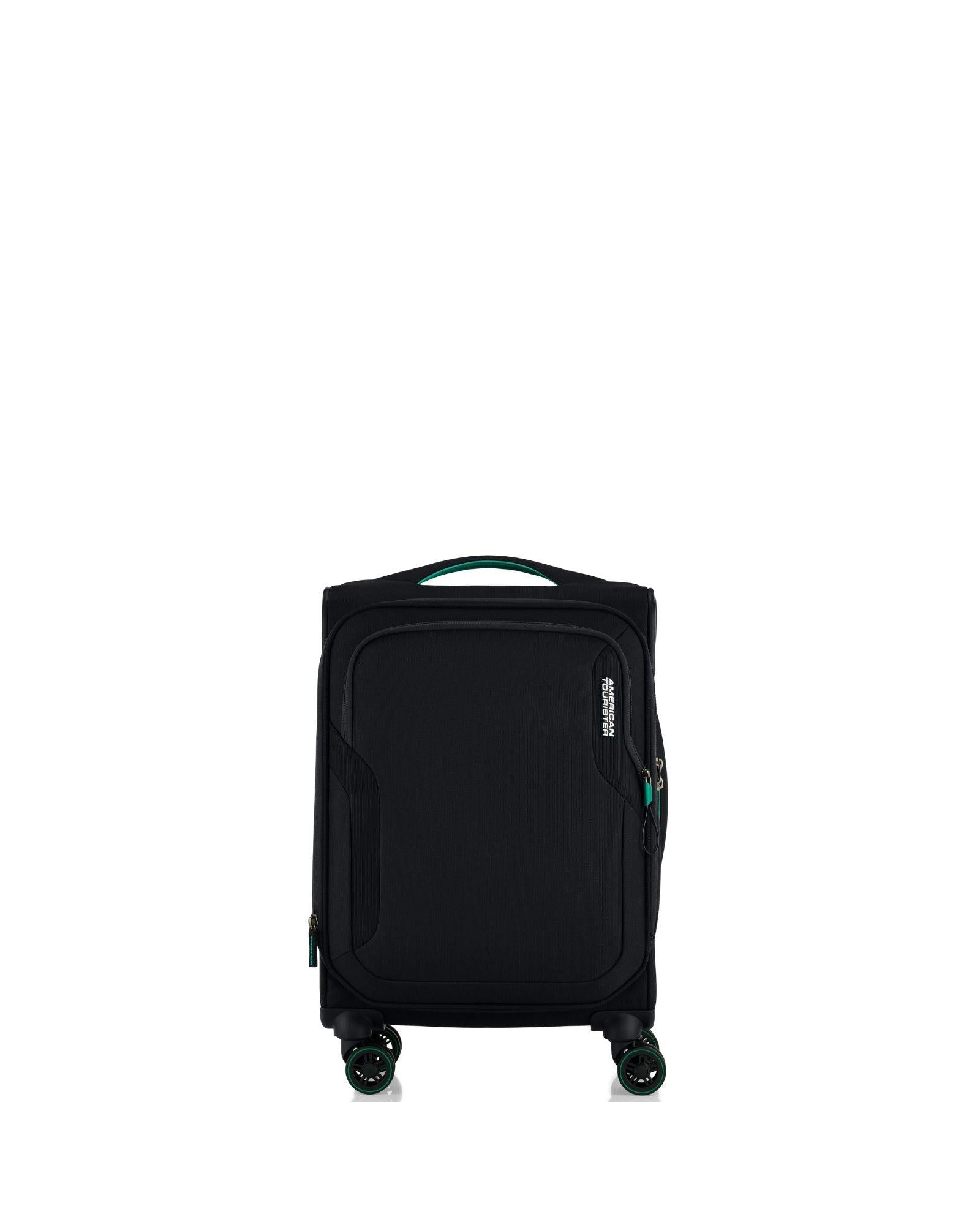 American Tourister Applite 5 Expandable Softside Carry-On Spinner Suitcase - 55cm - Black Front Image 3